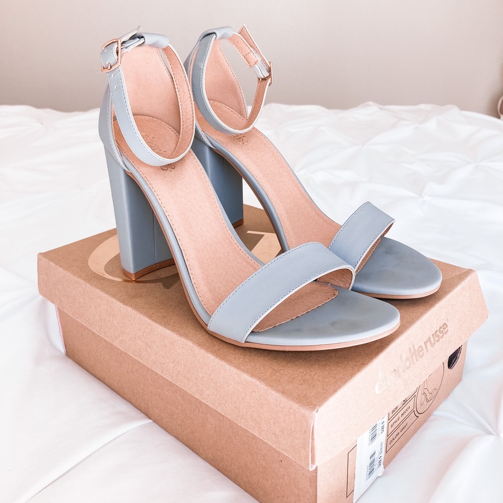 Grey Block Heels
